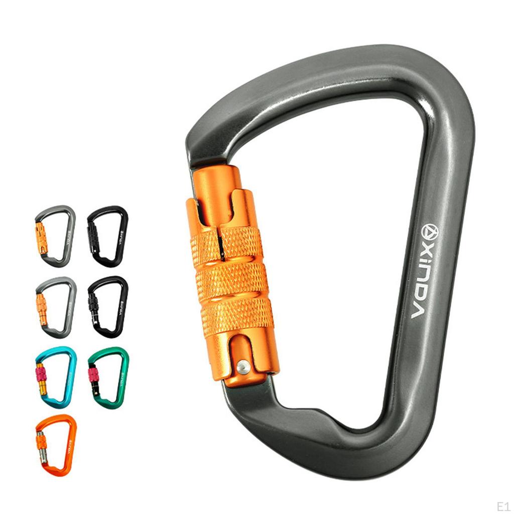 30kN Carabiner Clip, D Shaped Aluminum Alloy Sturdy, Carabiners Hook for Rappelling Backpacking