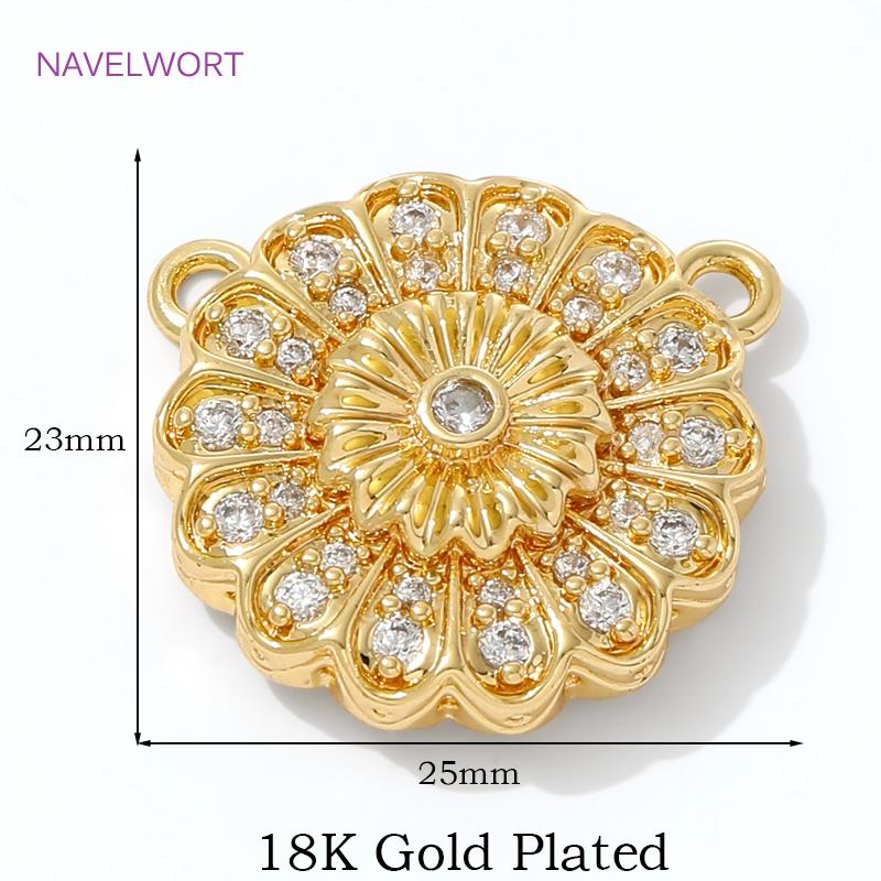 

18K Gold Plated with Zircon Magnet End Clasp Connectors,Brass Magnetic Clasps For Jewelry Making,DIY Bracelet Making Accessories 1 piece