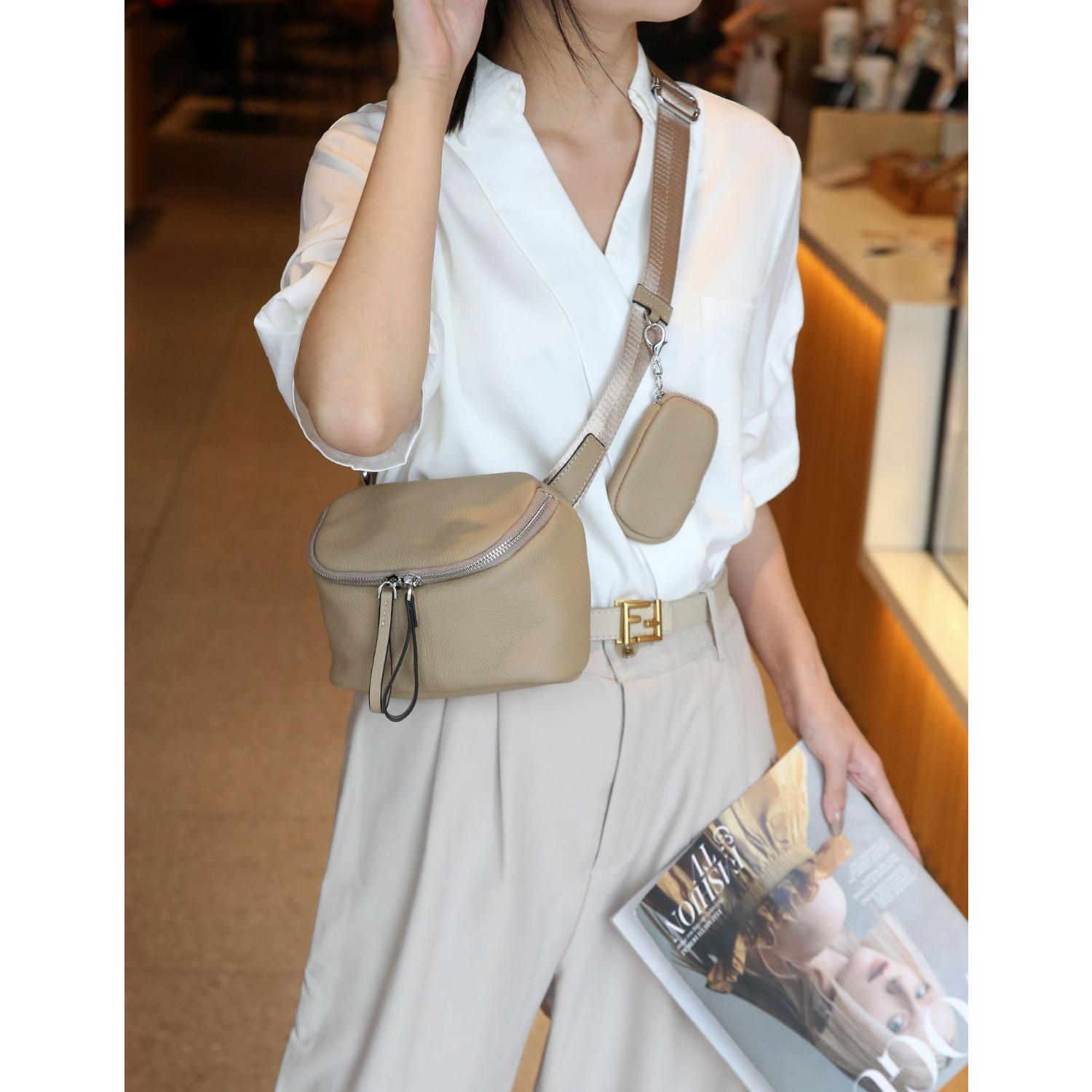 

Женская сумка из коровьей кожи, одно плечо, через плечо, универсальная женская сумка, модная, большая вместимость, мягкая кожаная круглая сумка, сумка Apple, натуральная кожа хаки