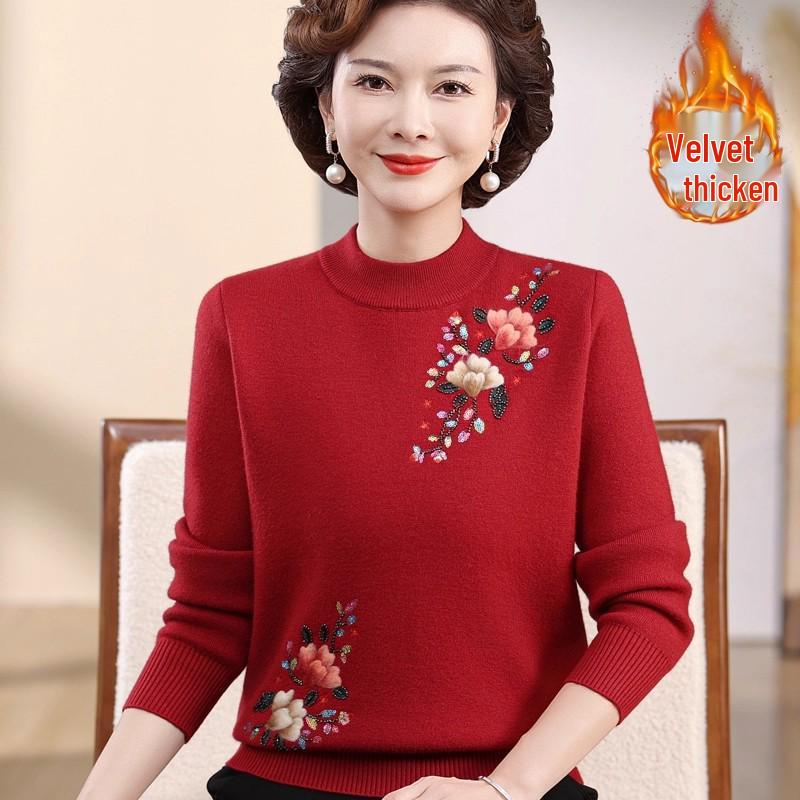 Mom's 2025 Winter Velvet Sweater: Stylish, Thick, and Warm for Middle-Aged & Elderly Women