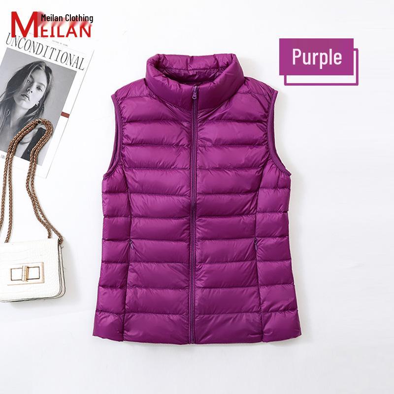 Women's Lightweight Short Down Vest - Winter Sleeveless Outerwear