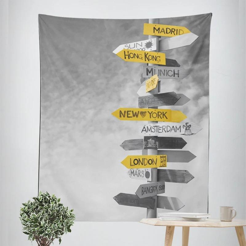 Gray and White Tone Creative Decorative Tapestry Home Wall Decoration Office Living Room Tapestry