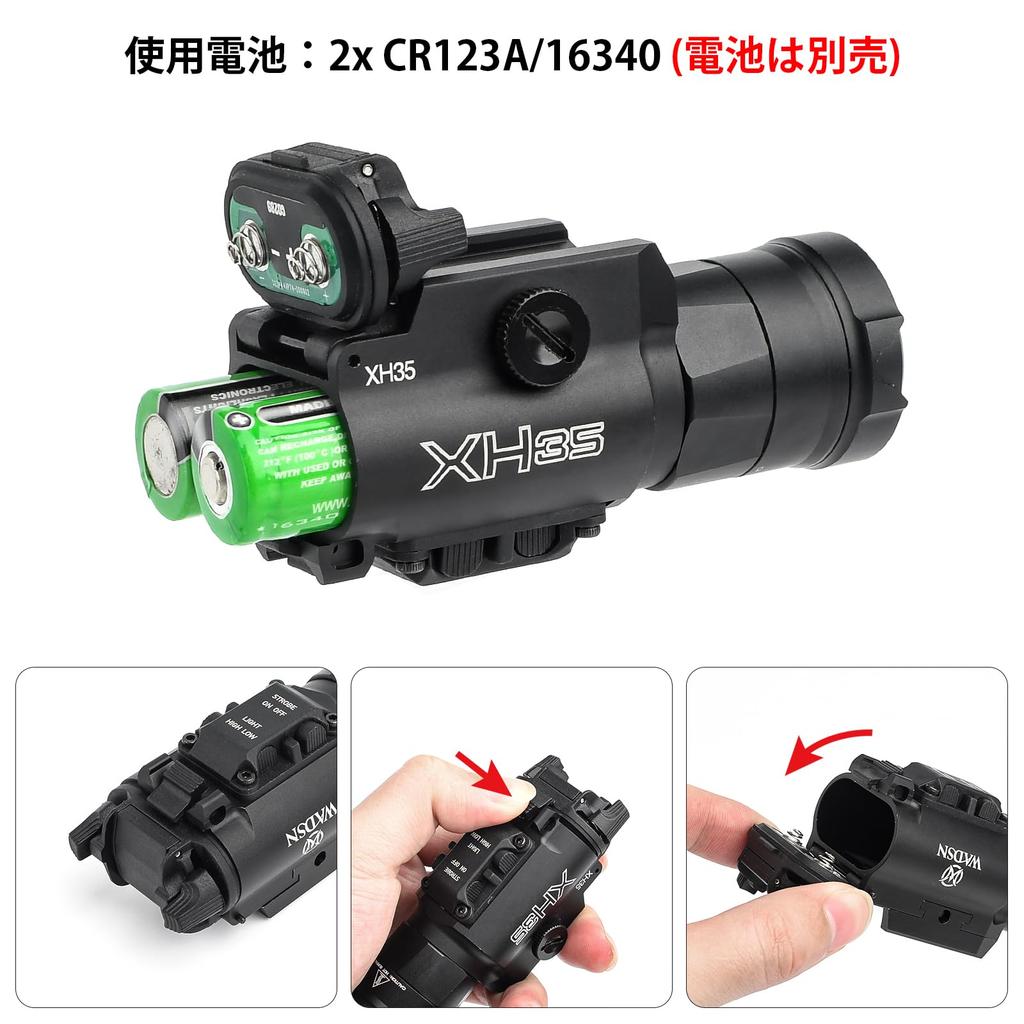 NECARL XH35 Weapon Light Replica Lumen Switching with Strobe Tactical Light Compatible with 20mm Rail Handgun Light W Engraved Flashlight for Survival