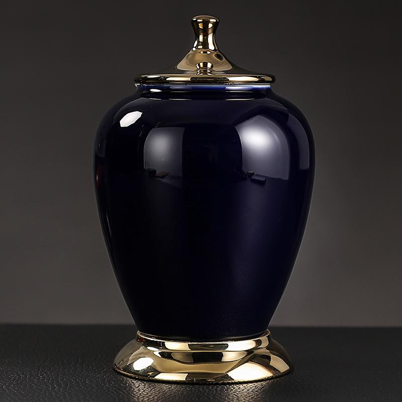 Plating Ceramic Jar with Lid Porcelain Sealed Coffee Tea Jar Porcelain Painted Gold Storage Jar Bottle Container Home Decoration
