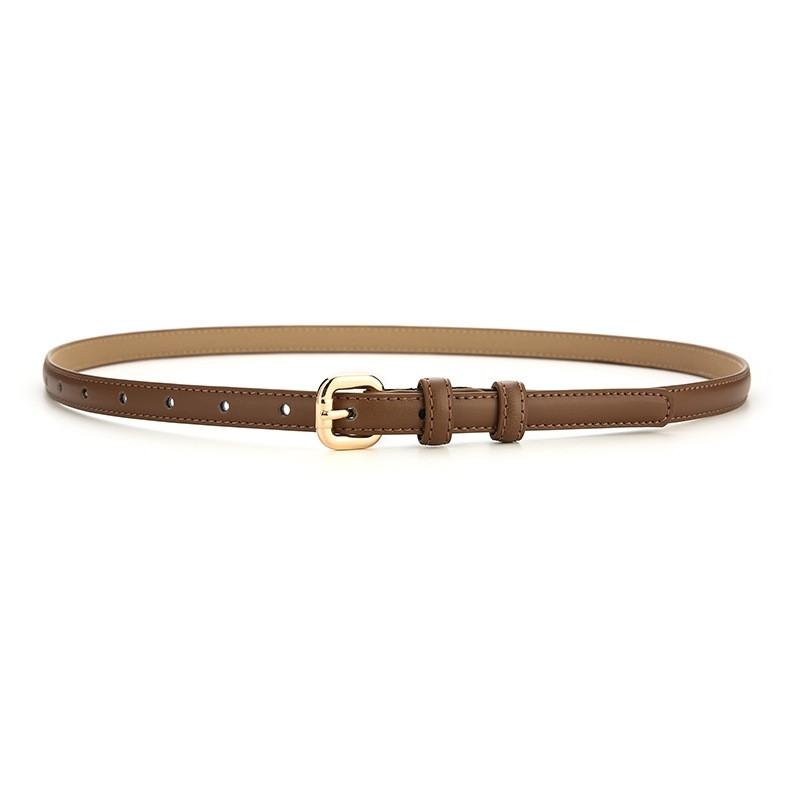 Womens Genuine Leather Slim Waist Belt For Dresses And Shirts With Metal Buckle For Casual Or Office Wear