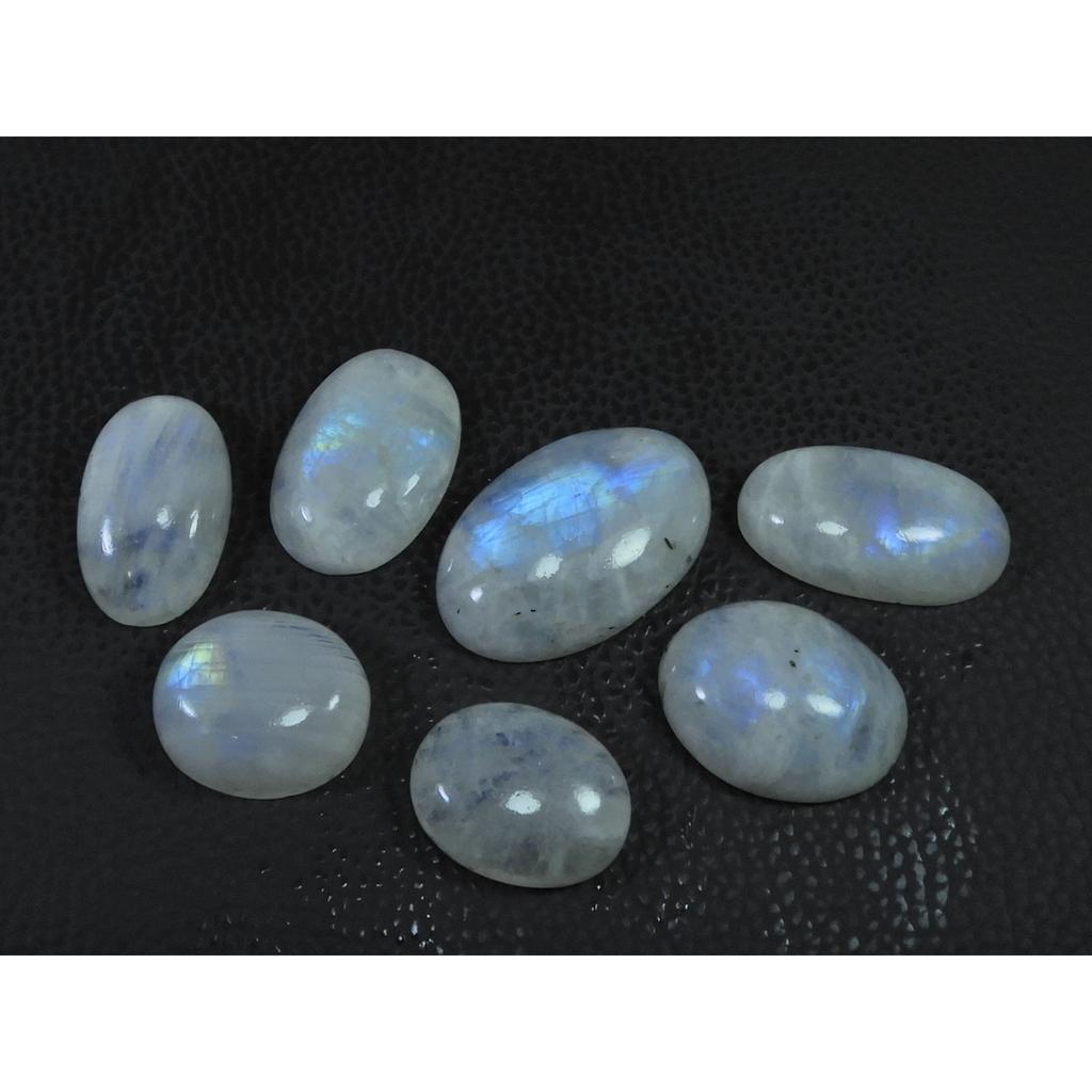 209Cts. Natural Rainbow Moonstone Oval Cabochon Loose Gemstone 07 Pcs Lot C-1652