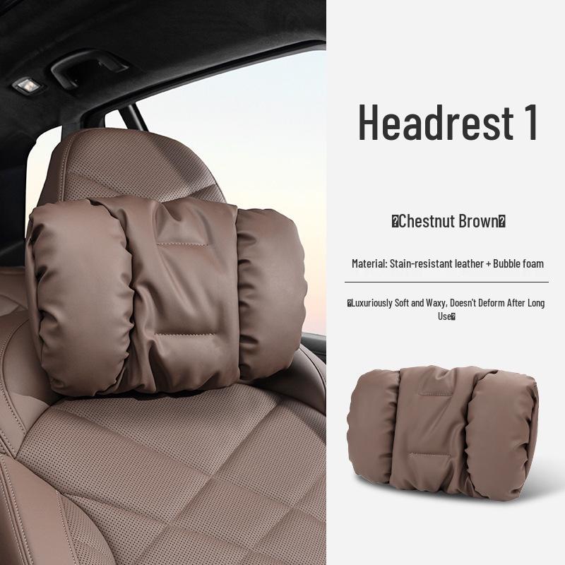Luxury Leather Car Neck & Lumbar Support Pillow Set