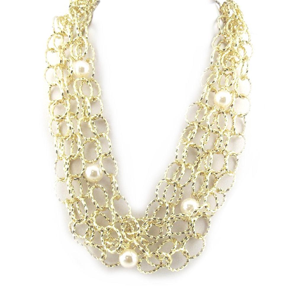 Les Trésors De Lily [M4197] - Ivory Gold 'Sissi' Designer Necklace