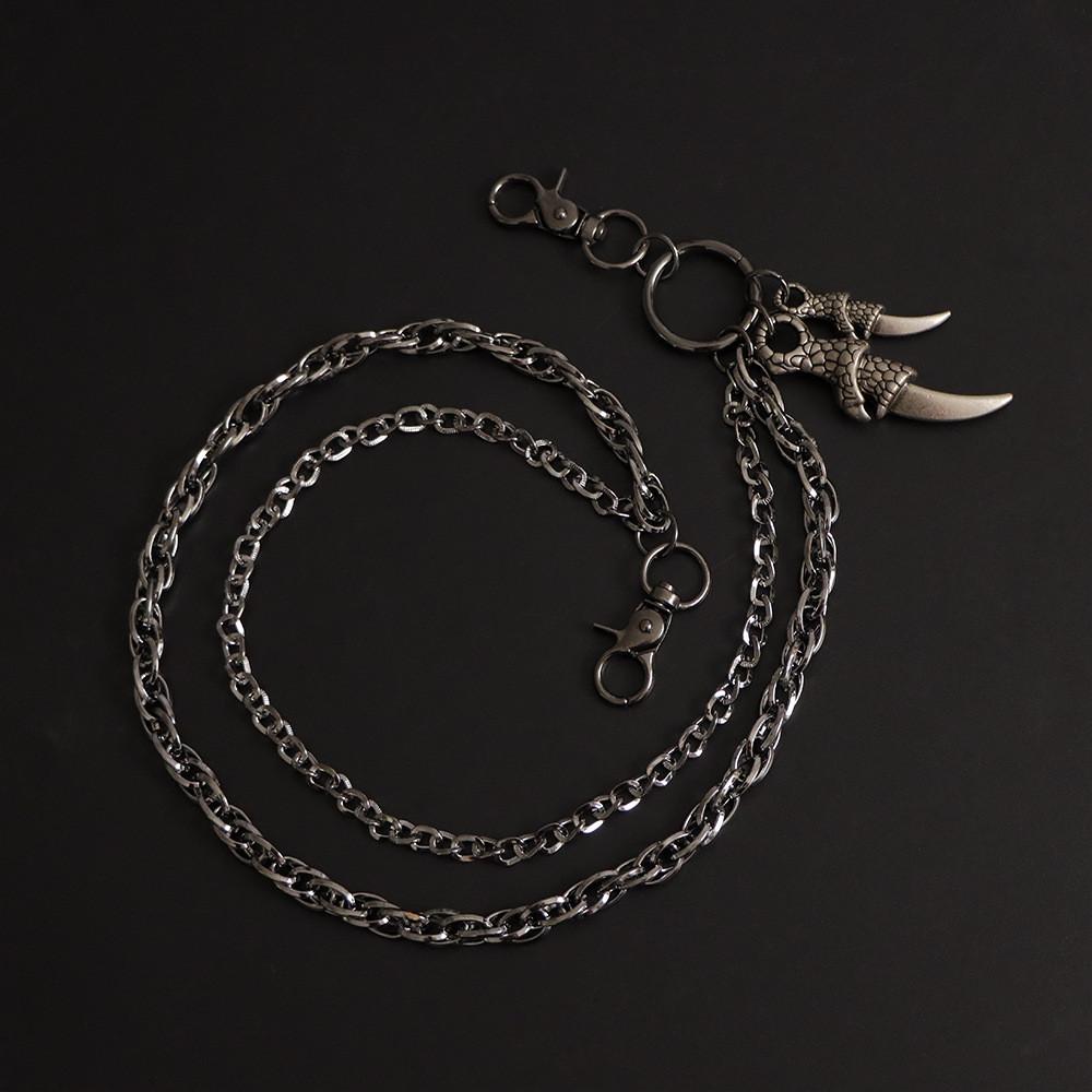 Hip Hop Double Layer Gun Black Metal Belt Chain With Large Eagle Claw Pendant For Men And Women