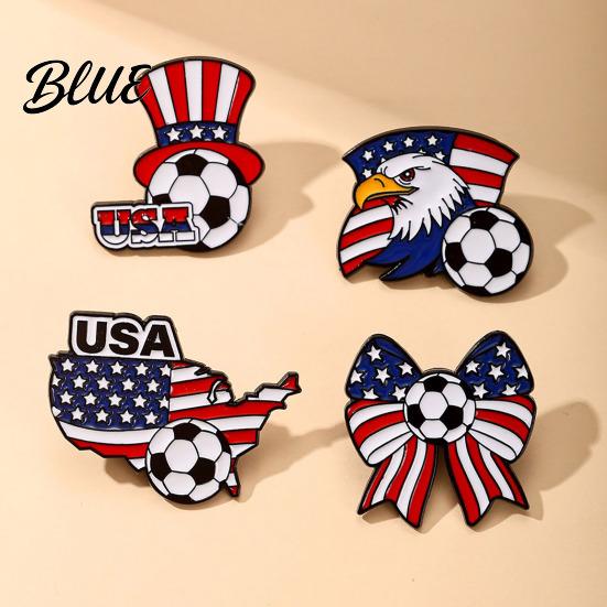 Colorful Enamel Badge Football USA Flag Pattern Zinc Alloy Brooch