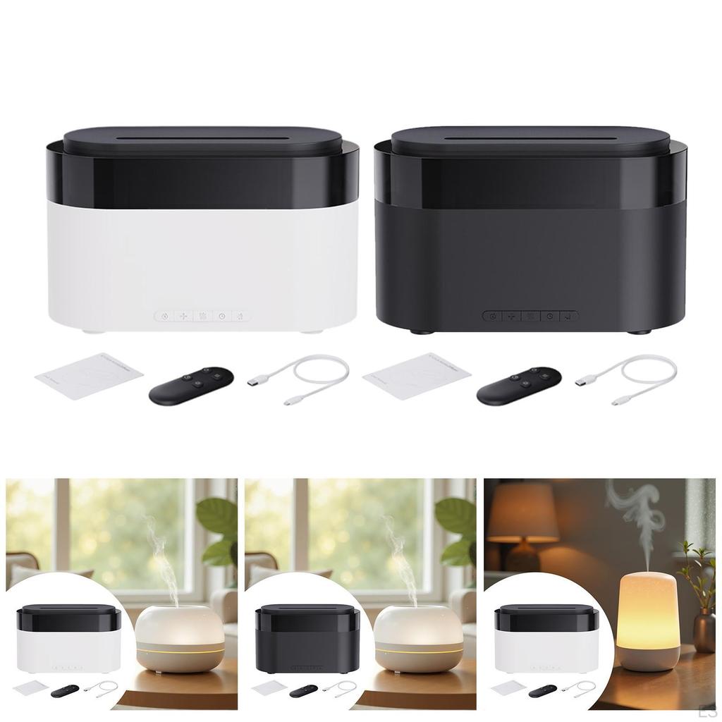 Ätherischer Öl Diffusor 150ml Wassertank Kleiner Luftbefeuchter mit Flammen-Nachtlicht