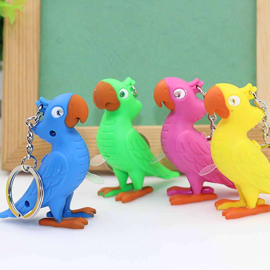 Parrot Keychain With LED Light And Realistic Sound Effect Creative Key Chain Adornment For Nighttime Key Search