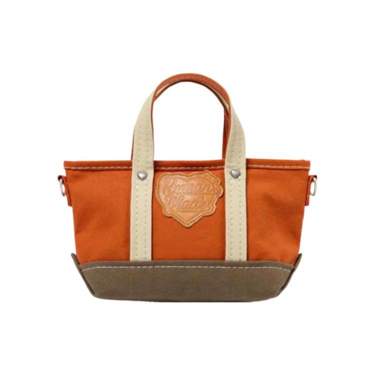 

New HUMAN MADE Cotton Tote Bag, Shopping Bag, Portable Crossbody Bag, Shoulder Bag Women s Orange HM26GD041 24.1*7.6*13.5CM