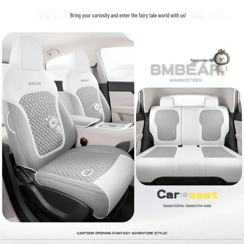 Universal Cartoon Linen Seat Cover for Geely Vision - Full Coverage, All-Season Cushion Geely Vision Wish