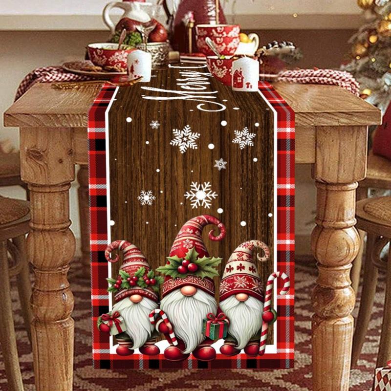 Christmas Gnome Table Runner Christmas Decorations for Home 2026 Cristmas Table Cover Navidad Noel Gift New Year 2026 Tablecloth