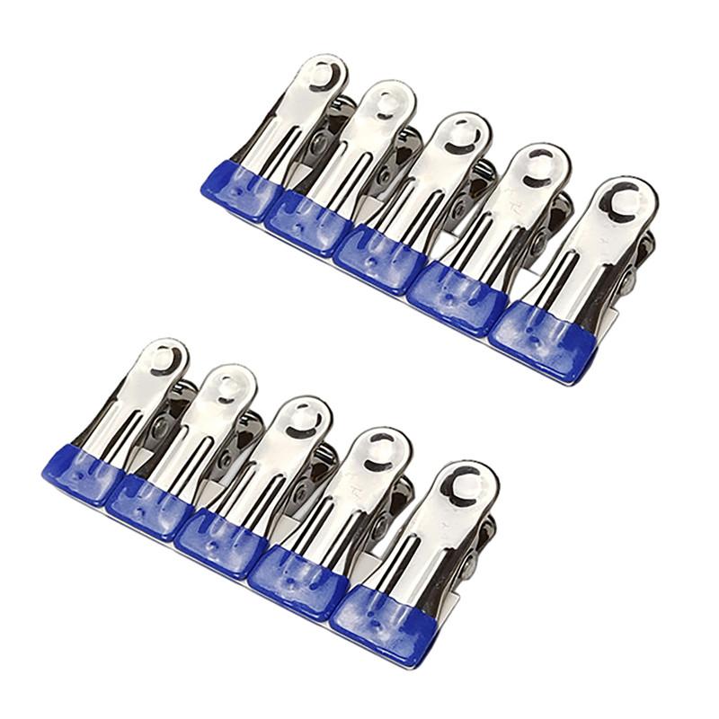 

Вешалка для сушки одежды из нержавеющей стали, ветрозащитная вешалка для одежды, зажимы для носков, бытовой многофункциональный круглый зажим для сушки одежды 10PCS темно-синий