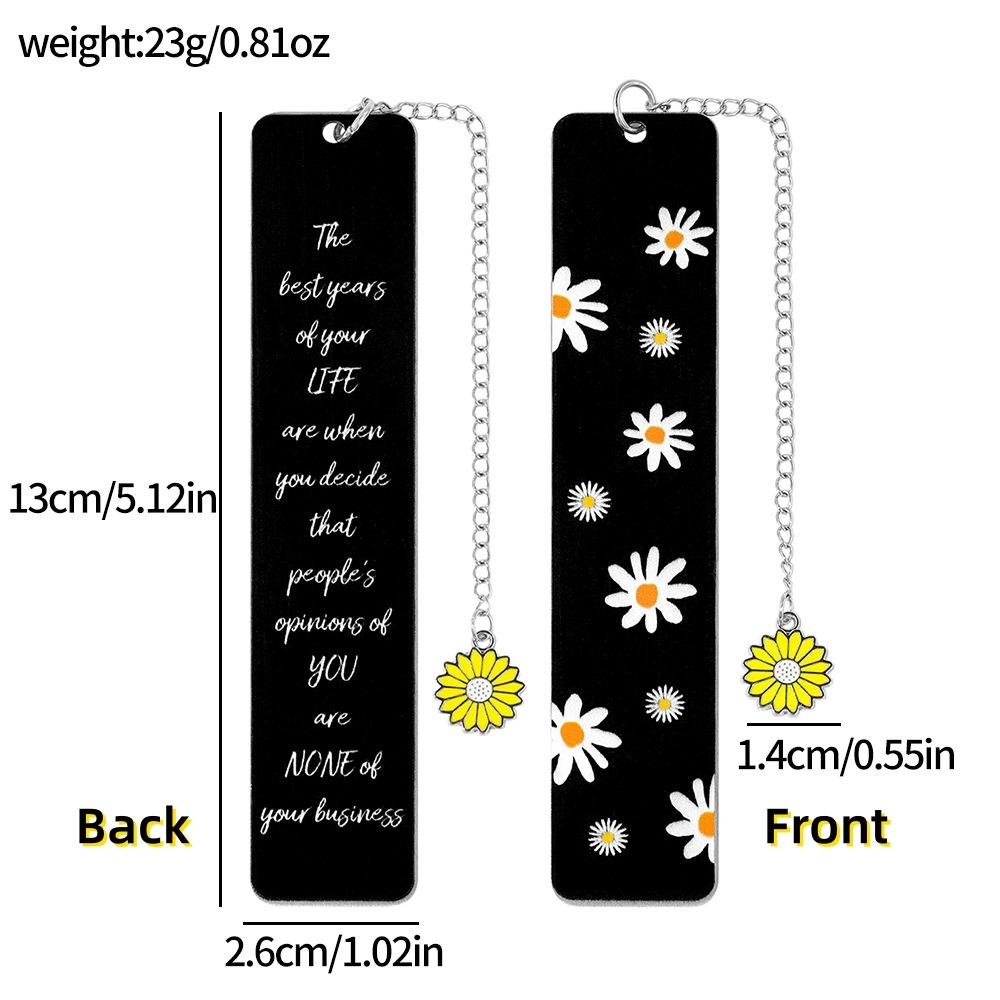 

Chain Pendant Bookmark Double Sided Bookmark Metal Book Mark Charming Inspirational Quote Bookmark For Journal Women чорний