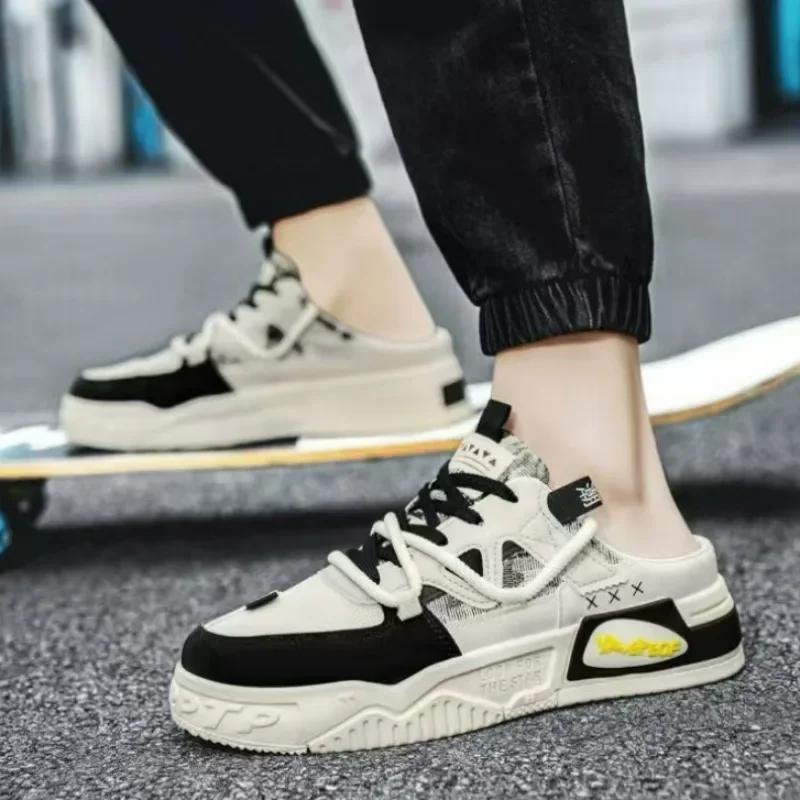 Men's Half Slippers New Breathable and Versatile Casual Board Shoes Fashionable Thick Soled Comfortable Sports Shoes