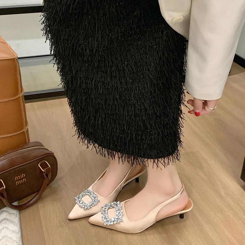Pointed High Heels Women TransparentHigh Heels 2025 Summer Ladies Slingbacks Pumps Clear Elegant Weddings Shoes 35-42