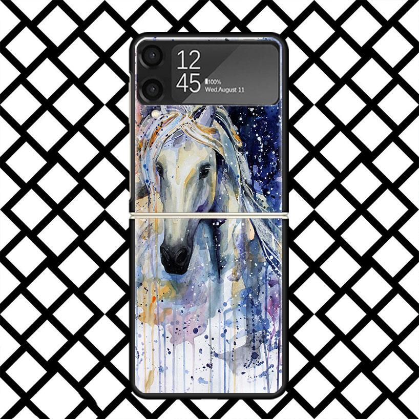 

Animal Oil Painting Horse Phone Case For Samsung Z Flip 7 6 5 4 3 Galaxy ZFLIP7 ZFlip6 5G Flip5 Flip4 Flip3 5g Black Hard Cover Samsung Z Flip 5