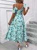 2025 Chic Floral Spaghetti Strap Off-Shoulder Ruffle Dress for Events