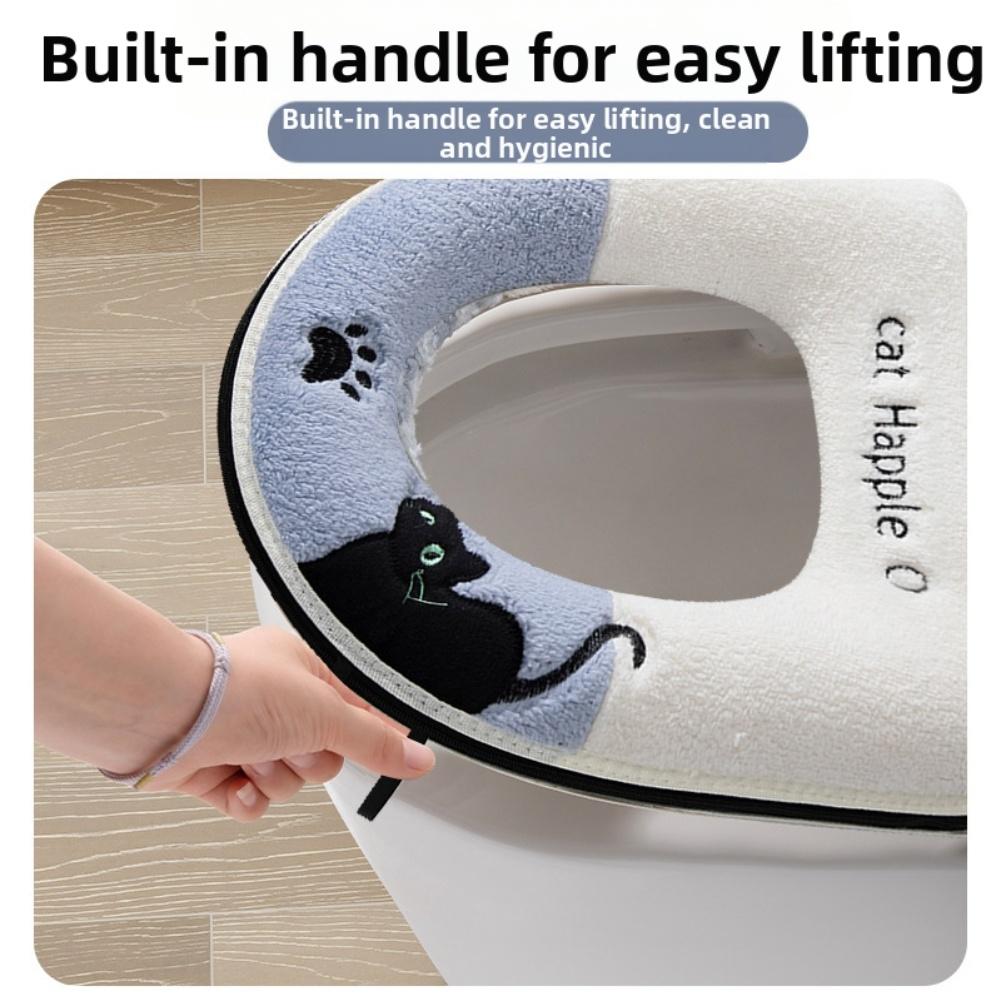 Soft Plush Fabric U-shaped Toilet Seat Toilet Seat Cover Zipper Installation