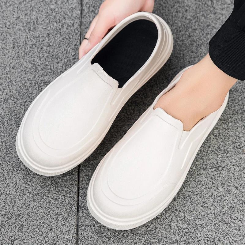 Men's Rain Shoes Work Waterproof and Oil Proof Chef Shoes Flat Men's Casual Light Sandal Beach New Spring Summer