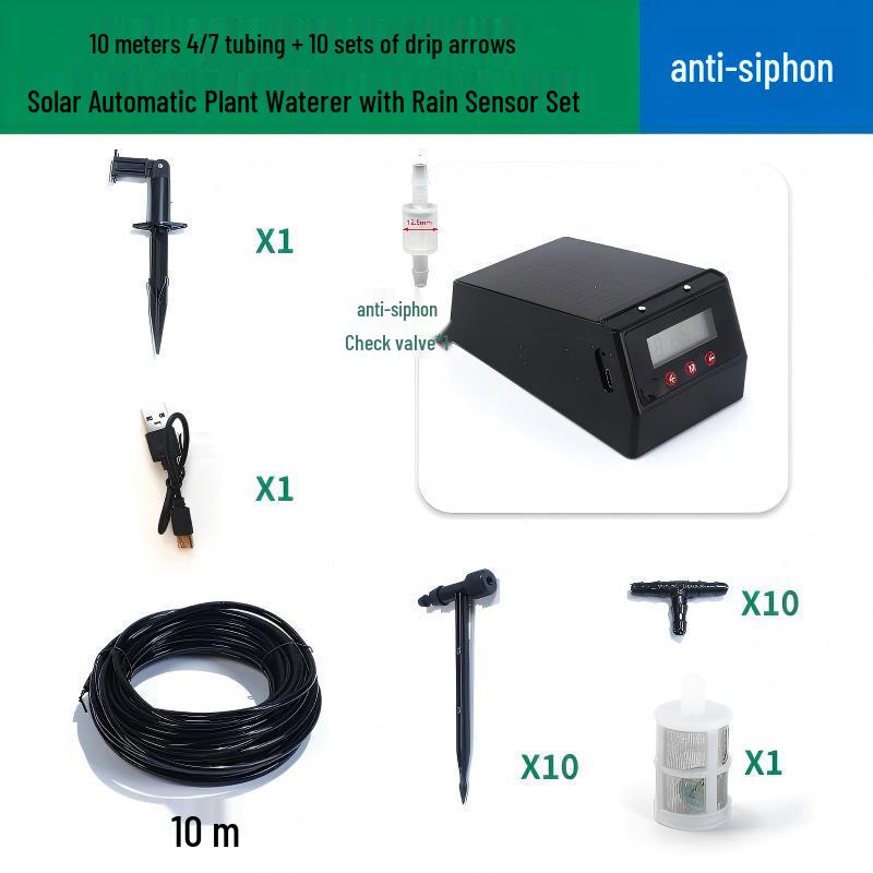 Solar Smart Watering Controller: Automatic Balcony Drip Irrigation & Anti-Siphon Sprinkler for Flowers