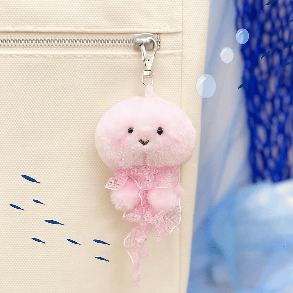 Soft Fluffy Whale Keyring Small Turtle Press Sound Pendant Ocean Animal Plush Keychain  Children