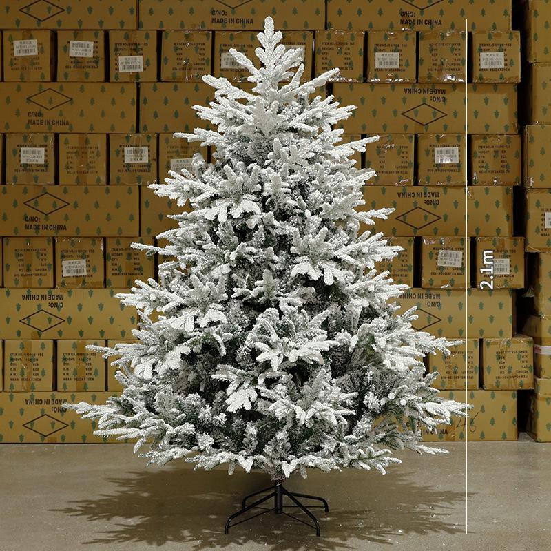 Pre-Lit Dense Christmas Tree with Snowfall Effect and Ornaments
