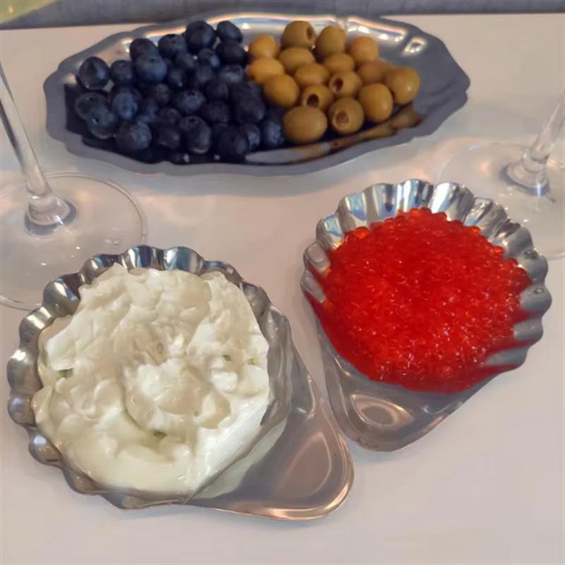 Shell Shaped Stainless Steel Serving Dish Heat Resistant Non-slip Cheese Dessert Plate for Home Kitchen Restaurant Use