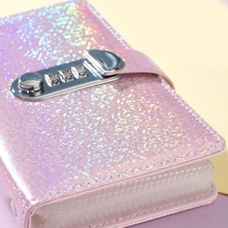 Money Organiser Notebook with Password Lock 50 Clear Plastic Sleeve Portable Money Saving Book for Travel and Daily Use