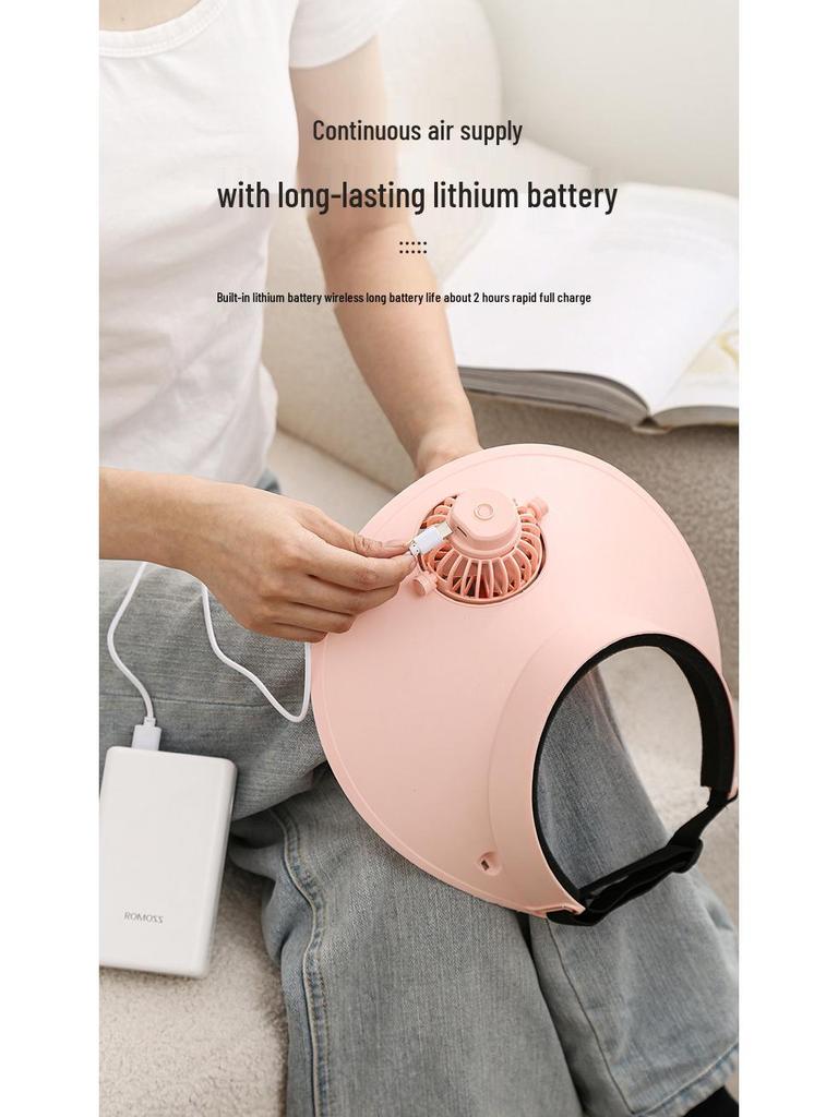 Rechargeable Solar Fan Sun Hat - UV Protection, Large Brim