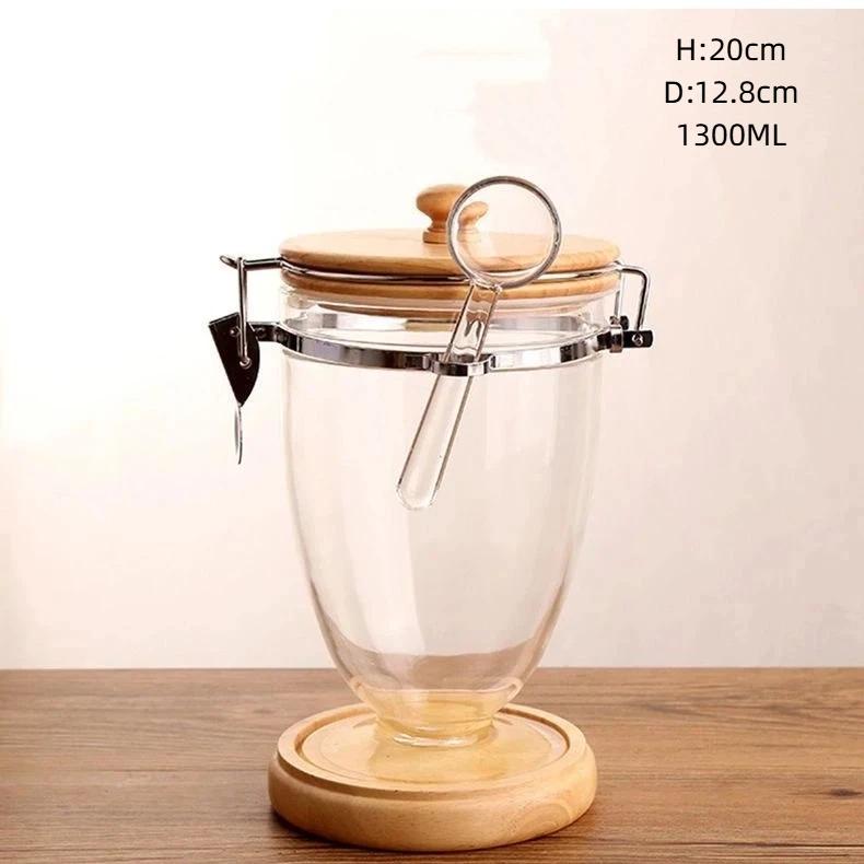 Transparent Plastic Kitchen Coffee Bean Cup – Airtight Sealed Storage Jar Container