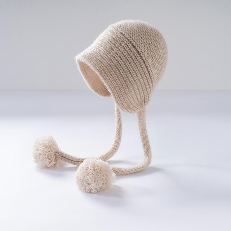 Customized autumn and winter cashmere thickened knitted warm braid hairball men's and women's cashmere caps