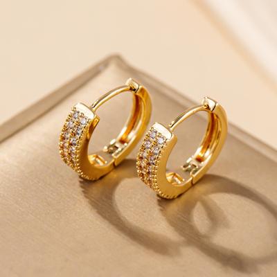 Goldene Zirkonia Creolen: Schicker Europäischer & Amerikanischer Stil, Clip-On Design für Damen