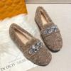 New Mao Mao Doudou Shoes Women Wear Lamb Wool Lazy Shoes In Winter, Fleece Non-slip, Pregnant Women Pedal Cotton Shoes Large Size