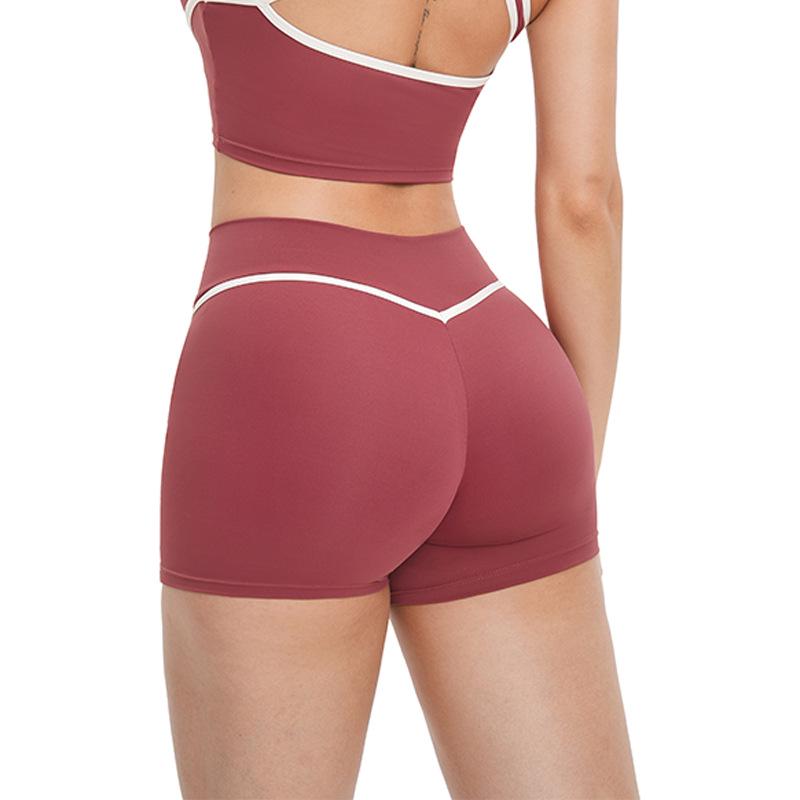 Eur-Am High Waist Butt Lifting Color Block Yoga Shorts