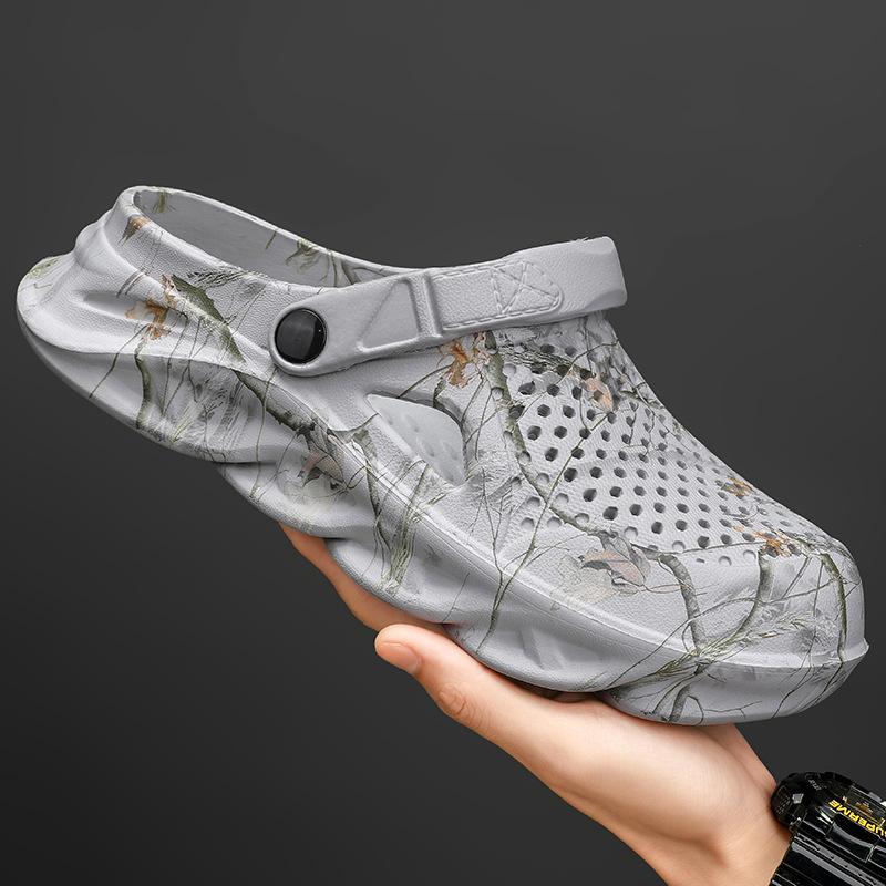 2025 New Men's Summer Baotou Hole Shoes Wear Half Drag Beach Cool Slippers Fashion Cool