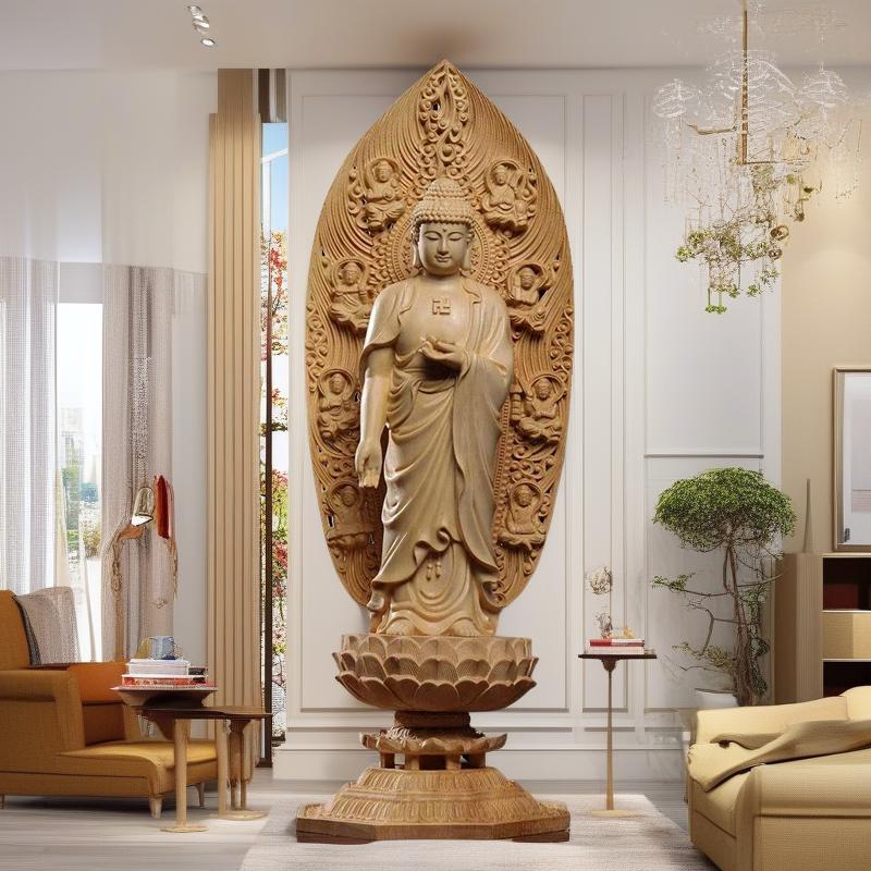 wood carving shakyamuni buddha statue Founder of Buddhism Home Living Room Office Wealth Luck Feng Shui Decor Great Buddha