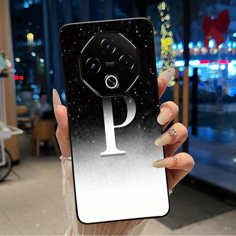 Anti-scratch Phone Case For Umidigi G100 Pro/G100 5G Soft Silicone Black Casing Lucky A-Z Letter With Flower Couple Shell