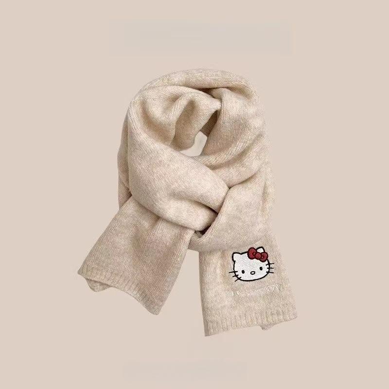 Japanese Cute Puppy Embroidered Knitted Scarf Autumn and Winter Warm and Cold-proof Fashion Versatile High-end Scarf Student