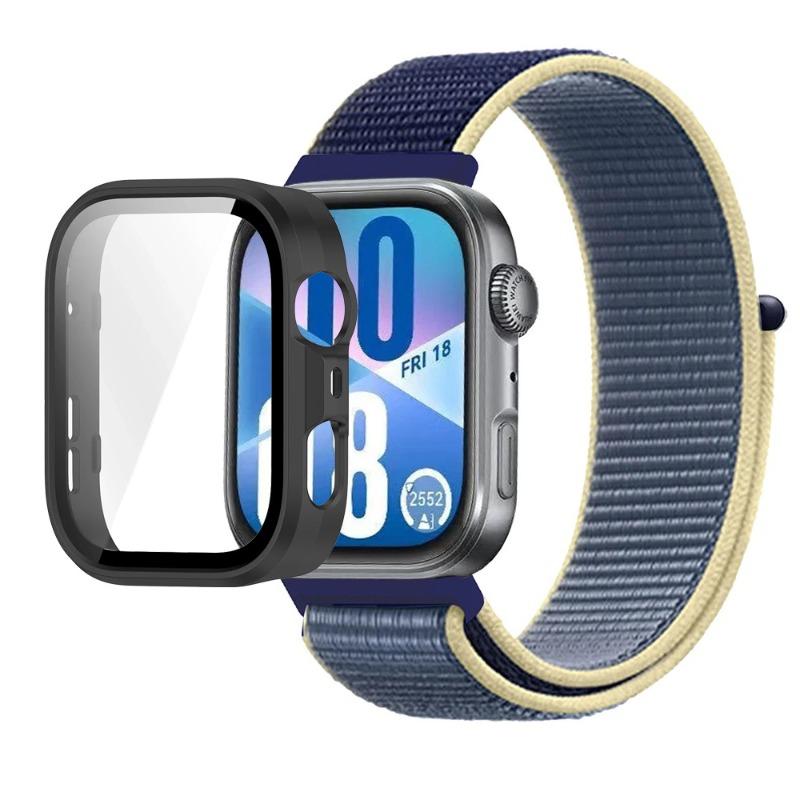 Pasek Nylonowy+Etui PC do Huawei Watch Fit 3/4/4 Pro Chroniące przed Upadkiem+Wygodna Oddychająca Opaska na Nadgarstek Correa