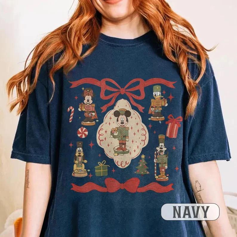 Cute Coquette Bow Christmas Mickey And Friends TShirt Unisex S
