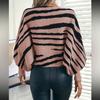 New Fall Winter Women Fashion Sweater Loose Style Slash Collar Batwing Sleeve Zebra Color Block Pullover Jumper Knitwear