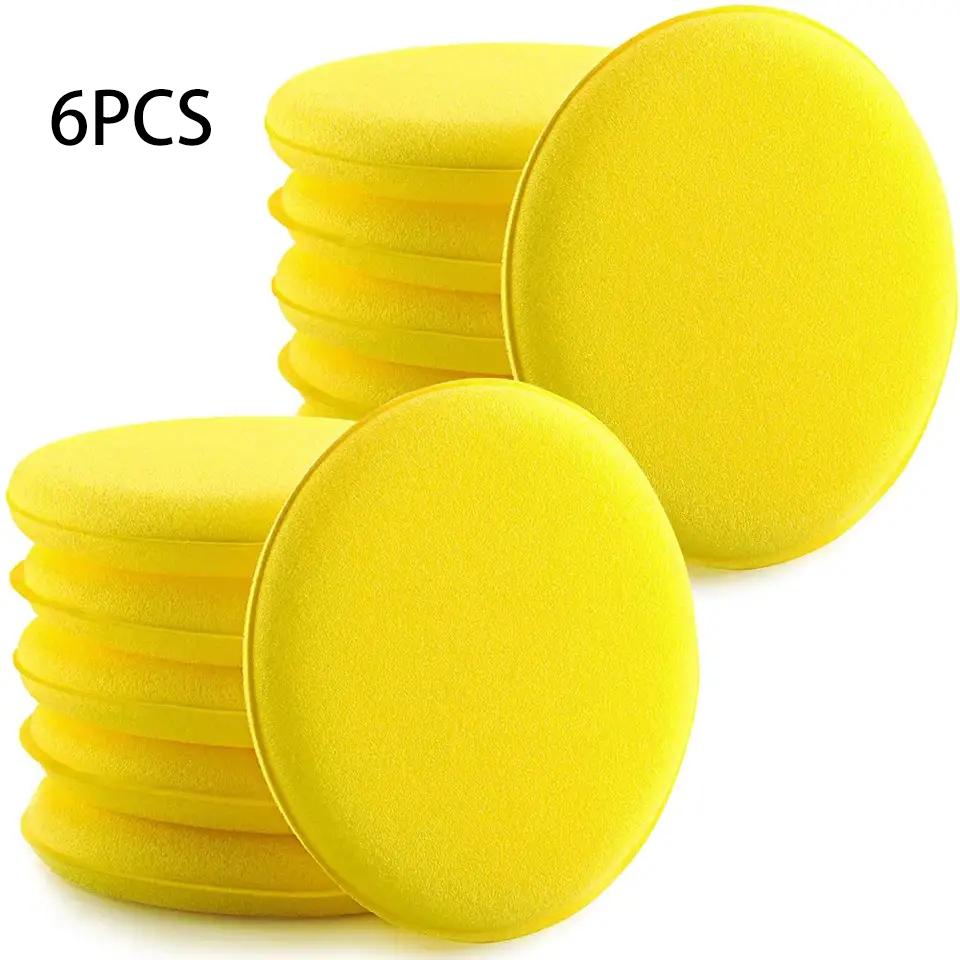 6PCS Foam Wax Applicator Pad Hand Waxing Foam Car Care Sponge Applicator Cleaning Detailing Pads Polish For Auto Accessories