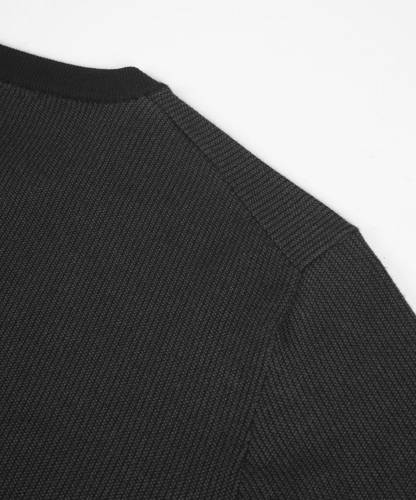 BIRBANTE Soft Washable Two-Tone Round Knit - Black