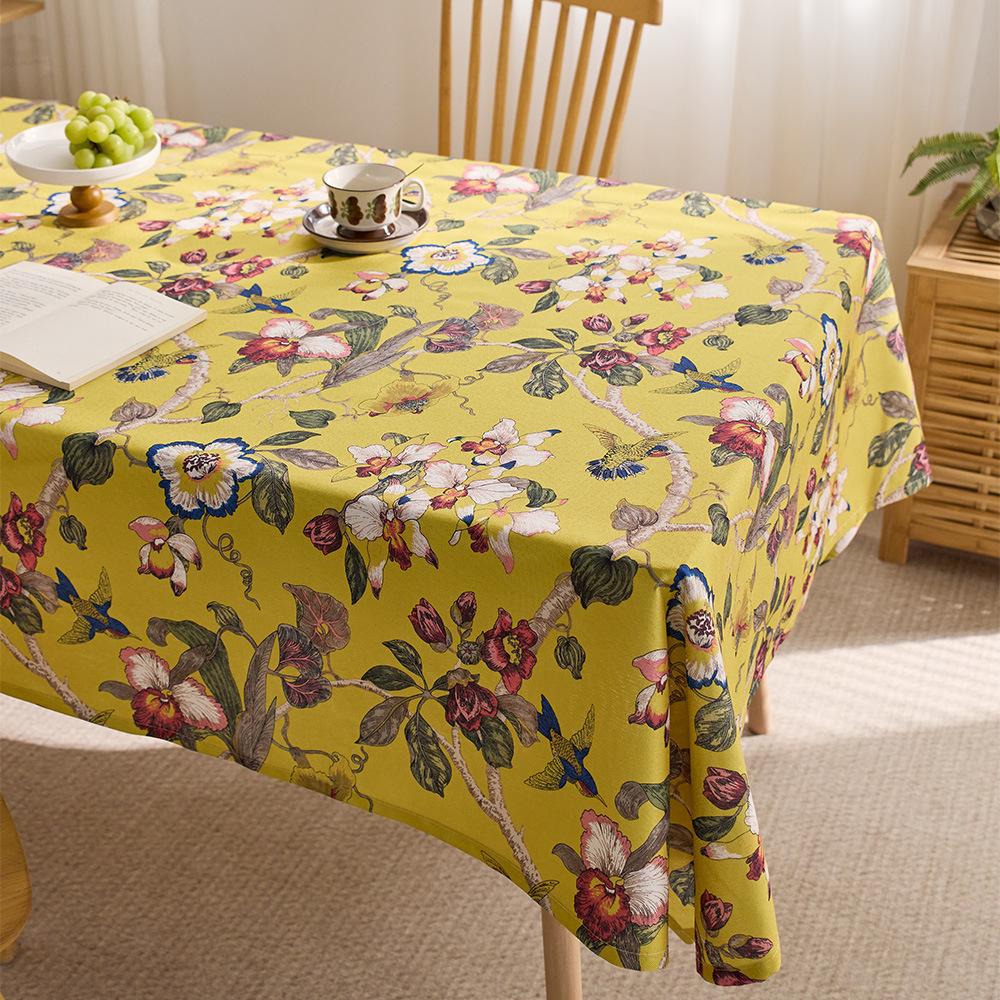 Flowers And Birds, High-End Sense Of Country Atmosphere, Dining Table Cloth, Coffee Table Cover Cloth, Retro Pastoral Round Table Cloth