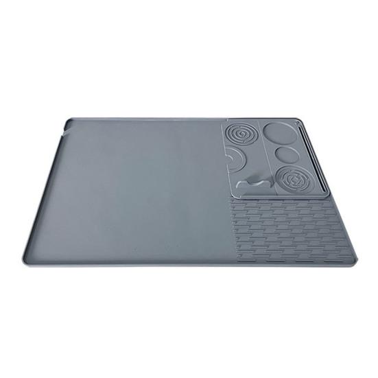 Silicone Coffee Machine Mat Non-Slip Heat Resistant Bar Tray with Removable Drying Rack Spill-Proof Cafe Accessories