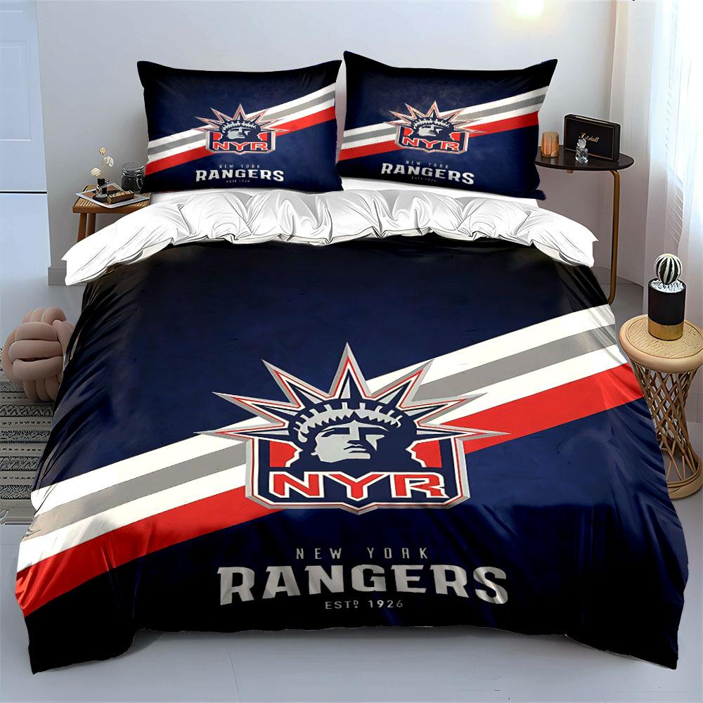New York Rangers Bedding Set Bedding Duvet Cover Set Duvet Cover Pillowcases (1 * Duvet Cover 2 * Pillowcases, without duvet insert)